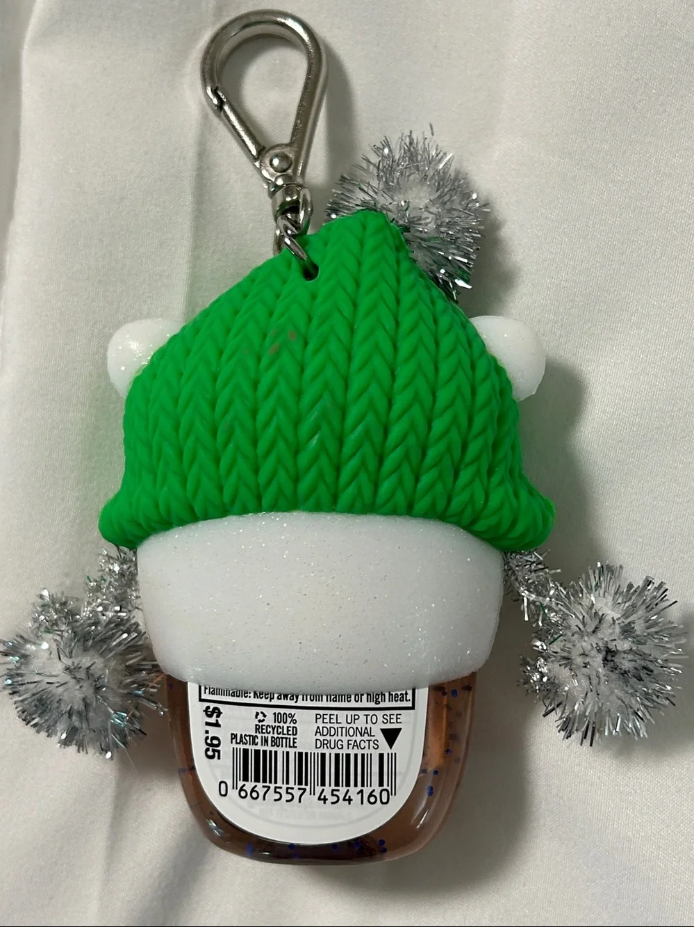 Bath & Body Works Polar Bear with Tinsel Pompoms PocketBac Holder keychain